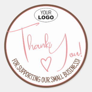 Roze Eenvoudige Minimalistische Bedankt Zakelijke  Ronde Sticker