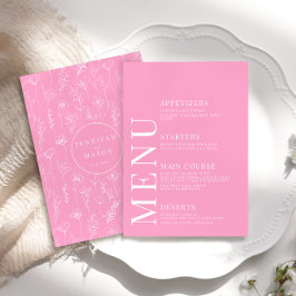 Roze eenvoudige minimalistische bloemenbruiloft me informatiekaartje