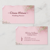 Roze eenvoudige minimalistische rondzendplanner informatiekaartje (Voorkant / Achterkant)