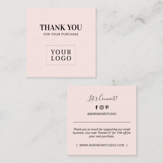 Roze Eenvoudige Moderne Dank u Visitekaartjes (Voorkant / Achterkant)
