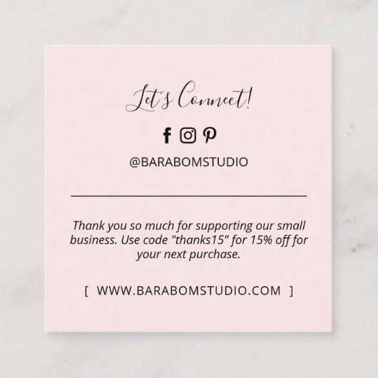 Roze Eenvoudige Moderne Dank u Visitekaartjes (Achterkant)