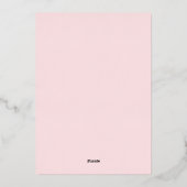 Roze Eenvoudige Moderne Kalligrafie Doop Foto Folie Uitnodiging (Achterkant)