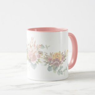 Roze Eenvoudige Moderne kleurrijke bloemen bloem v Mok
