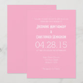 Roze, eenvoudige, moderne uitnodiging tot huwelijk (Voorkant / Achterkant)