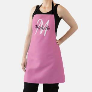 Roze Eenvoudige monogram Klassieke rendie Schort