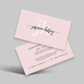 Roze Eenvoudige Naam en Initialen Visitekaartje