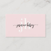 Roze Eenvoudige Naam en Initialen Visitekaartje (Voorkant)