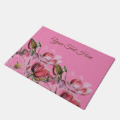 Roze Eenvoudige Professionele Kalligrafie Magnolia Deurmat (Schuin)