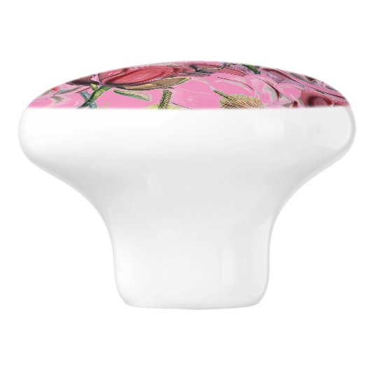 Roze Eenvoudige Professionele Kalligrafie Magnolia Keramische Knop (Zijkant)