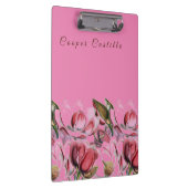 Roze Eenvoudige Professionele Kalligrafie Magnolia Klembord (Rechts)