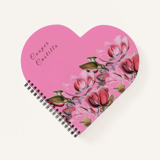 Roze Eenvoudige Professionele Kalligrafie Magnolia Notitieboek (Voorkant)