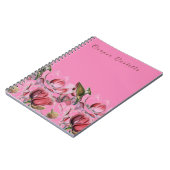 Roze Eenvoudige Professionele Kalligrafie Magnolia Notitieboek (Linkerzijde)