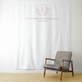 Roze Eenvoudige Romantische Kersenbloesem Monogram Wandkleed (In situ)