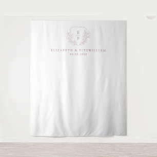Roze Eenvoudige Romantische Kersenbloesem Monogram Wandkleed