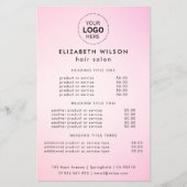 Roze Eenvoudige Salon Service Menu Flyer (Voorkant)