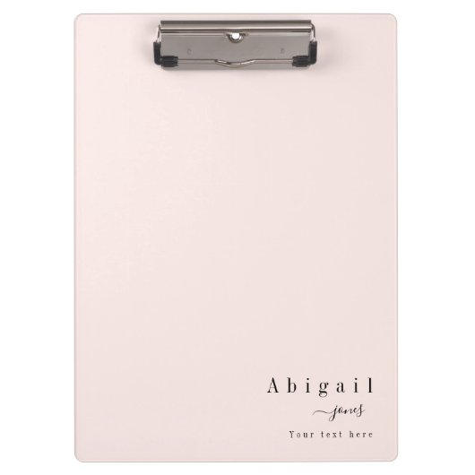 Roze eenvoudige scriptnaam Modern Luxury op maat Klembord (Voorkant)