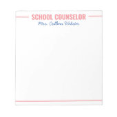 Roze eenvoudige scriptnotitie van de schooladviseu notitieblok (Voorkant)