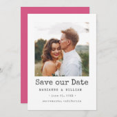 Roze eenvoudige SQUARE-fotobruiloft met de datum Save The Date (Voorkant / Achterkant)