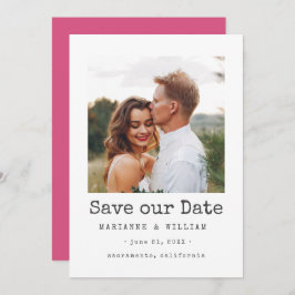 Roze eenvoudige SQUARE-fotobruiloft met de datum Save The Date