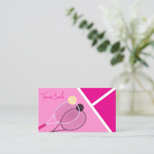 Roze Eenvoudige Tennis Moderne Pastel Visitekaartje