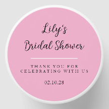 Roze Eenvoudige Trouw Bruiloft Kaars Favor Sticker
