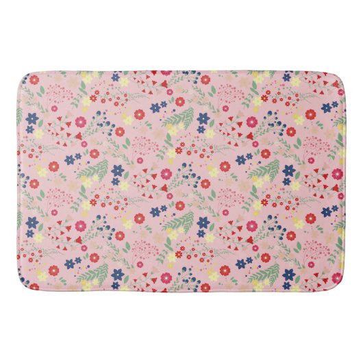 Roze Eenvoudige tuin Wildflower Patroon Badmat (Voorkant)