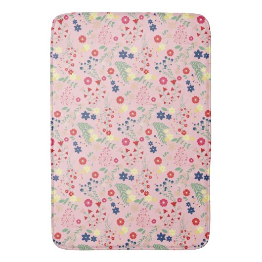 Roze Eenvoudige tuin Wildflower Patroon Badmat (Voorkant Verticaal)