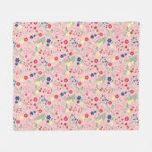 Roze Eenvoudige tuin Wildflower Patroon Fleece Deken (Voorkant (Horizontaal))