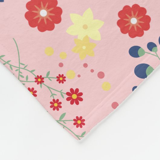 Roze Eenvoudige tuin Wildflower Patroon Fleece Deken (Hoek)