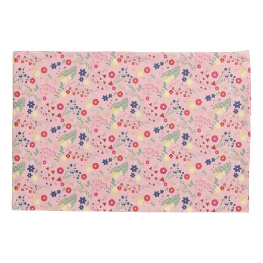 Roze Eenvoudige tuin Wildflower Patroon Kussensloop (Achterkant)