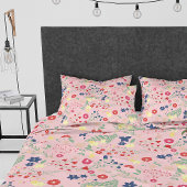 Roze Eenvoudige tuin Wildflower Patroon Kussensloop