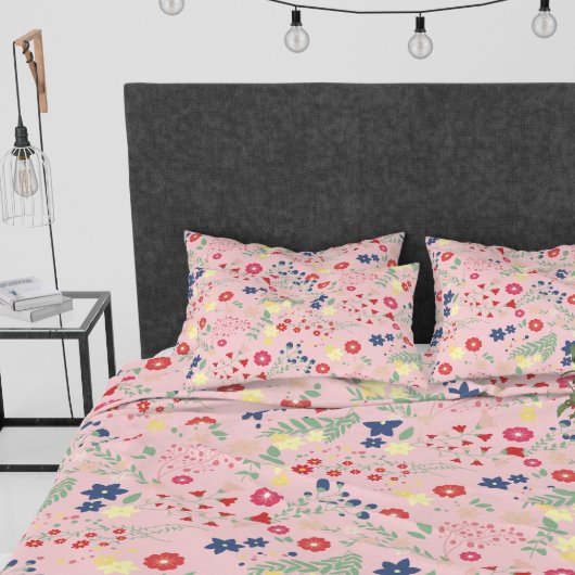 Roze Eenvoudige tuin Wildflower Patroon Kussensloop