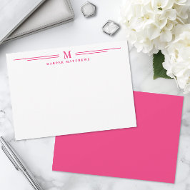 Roze Eenvoudige Twee Randen Minimalistisch Notitiekaartje