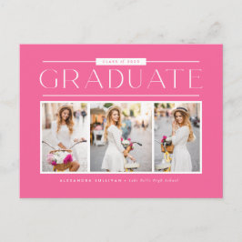 Roze Eenvoudige Typografie Foto Collage Afstudeeru Briefkaart