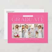 Roze Eenvoudige Typografie Foto Collage Afstuderen Briefkaart (Voorkant / Achterkant)