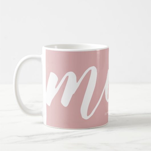 Roze | Eenvoudige Typografie Mam EST. Mok (Links)