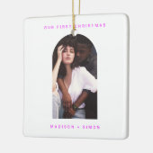 Roze eenvoudige vrolijke en getrouwde foto keramisch ornament (Links)