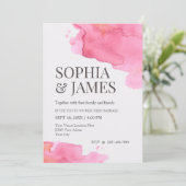 Roze eenvoudige Waterverf bruiloft Kaart (Staand voorkant)