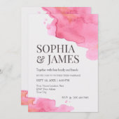 Roze eenvoudige Waterverf bruiloft Kaart (Voorkant / Achterkant)