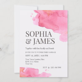 Roze eenvoudige Waterverf bruiloft Kaart