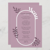 Roze Eenvoudige Wedding Menu Kaart (Voorkant / Achterkant)