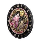 Roze eenzame wolf huilt onder sterrenhemel dartbord (Voorkant Rechts)