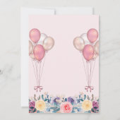 Roze eerst een Bunny Floral ballonmeisje Kaart (Achterkant)