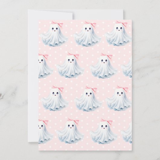 Roze Eerste Boo Dag Ghost Bow Verjaardag Meisje Kaart (Achterkant)
