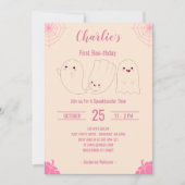 Roze Eerste Boo-thday Aangepaste Geheugendag Kaart (Voorkant)