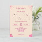 Roze Eerste Boo-thday Aangepaste Geheugendag Kaart (Staand voorkant)