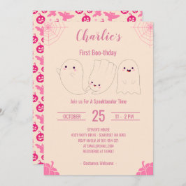 Roze Eerste Boo-thday Aangepaste Geheugendag Kaart