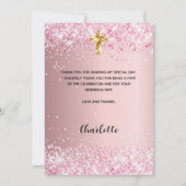 Roze eerste communie meisje foto dank u kaart (Achterkant)