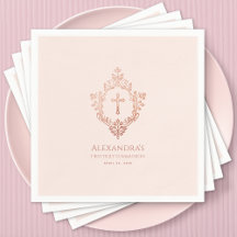 Roze Eerste Communie Meisje Roze Goud Crest Elegan