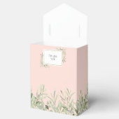 Roze Eerste Heilige Communie Elegante Groene Tinte Bedankdoosjes (Geopend)